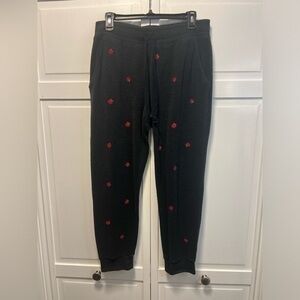 Pink Victoria’s Secret Rose Embroidered Skinny Joggers Size Women’s Large